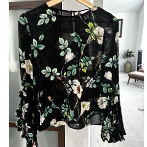 H&M Black Floral Blouse - Size 6